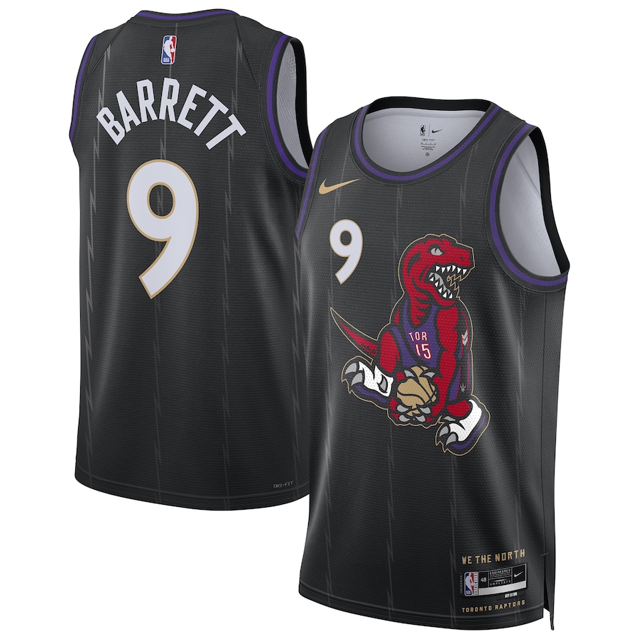 Men Toronto Raptors #9 RJ Barrett Nike Black City Edition 2024-25 Swingman Player NBA Jersey->youth nba jersey->Youth Jersey